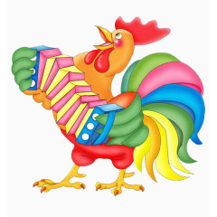 卡通拉风琴的公鸡