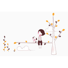 手绘儿童节卡通女孩装饰图