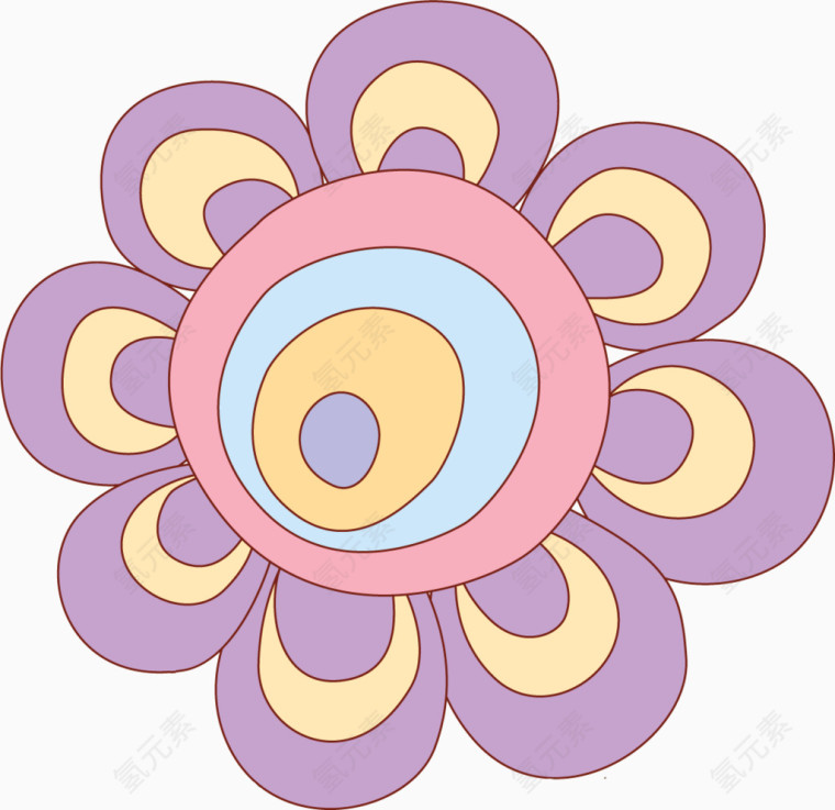 手绘线条花朵