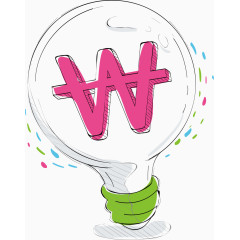 卡通W字母灯泡
