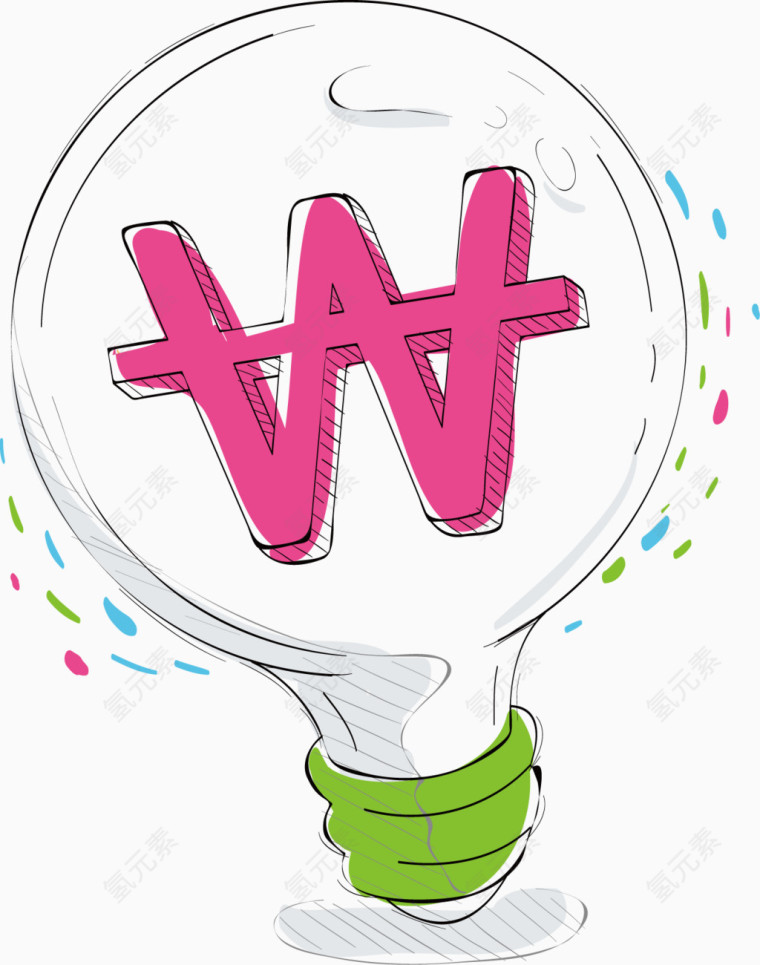 卡通W字母灯泡