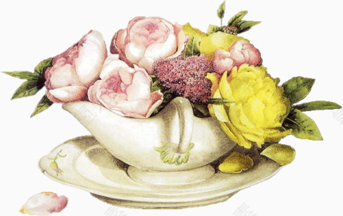 卡通花饰图片复古图片素材 唯美花瓶
