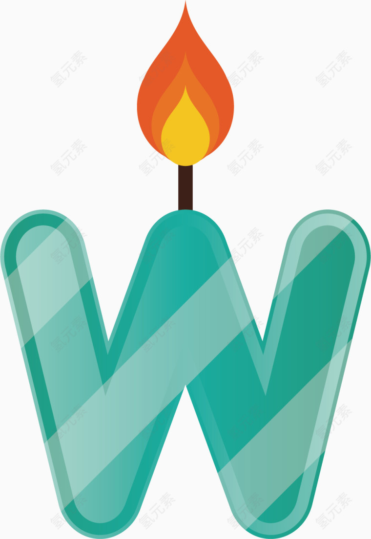 卡通手绘字母w蜡烛 