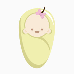 矢量手绘襁褓里的可爱女婴