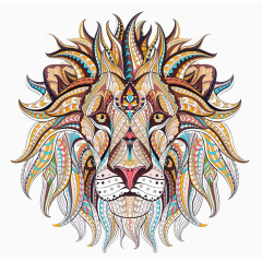 手绘花纹狮子