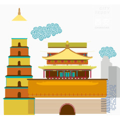 西安旅游矢量图