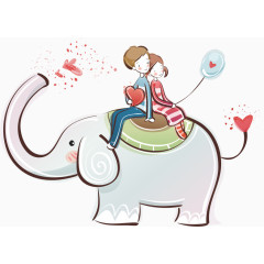 坐在大象上的情侣