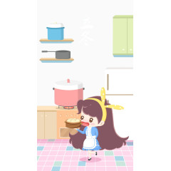 手绘立冬厨房插画