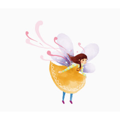 卡通手绘水彩小女孩插画