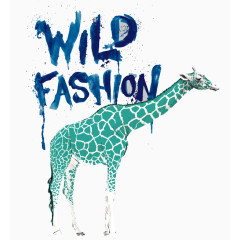 蓝色长颈鹿素材背景