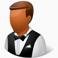 职业男性服务员黑暗的图标