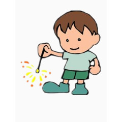 放烟花的小男孩