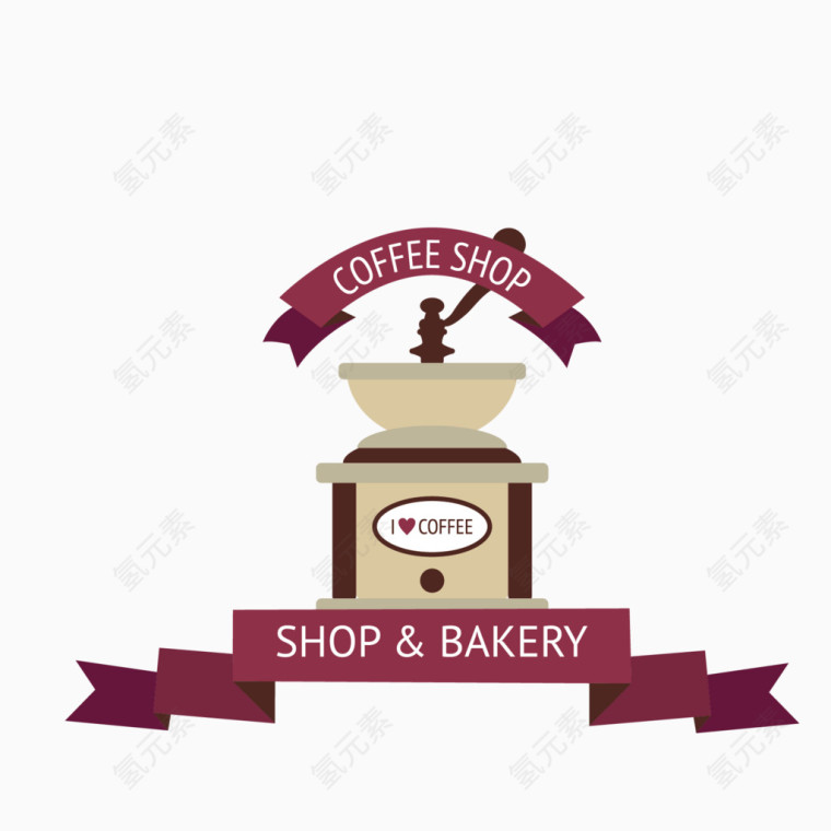 复古装饰标签图案咖啡