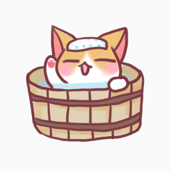 手绘小猫咪洗澡可爱