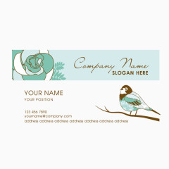 卡通手绘鸟树枝名片底纹