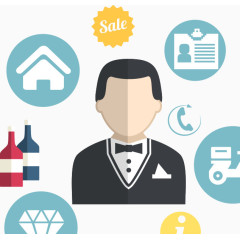 社区服务卡通手绘装饰元素