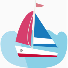夏日元素帆船简易画卡通手绘装饰元素