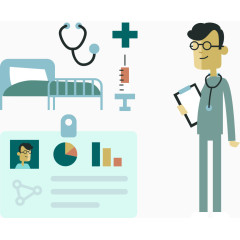 医生和医院元素