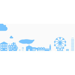 蓝色城市剪影素材