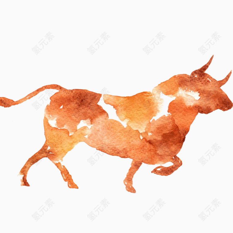 牛水彩画