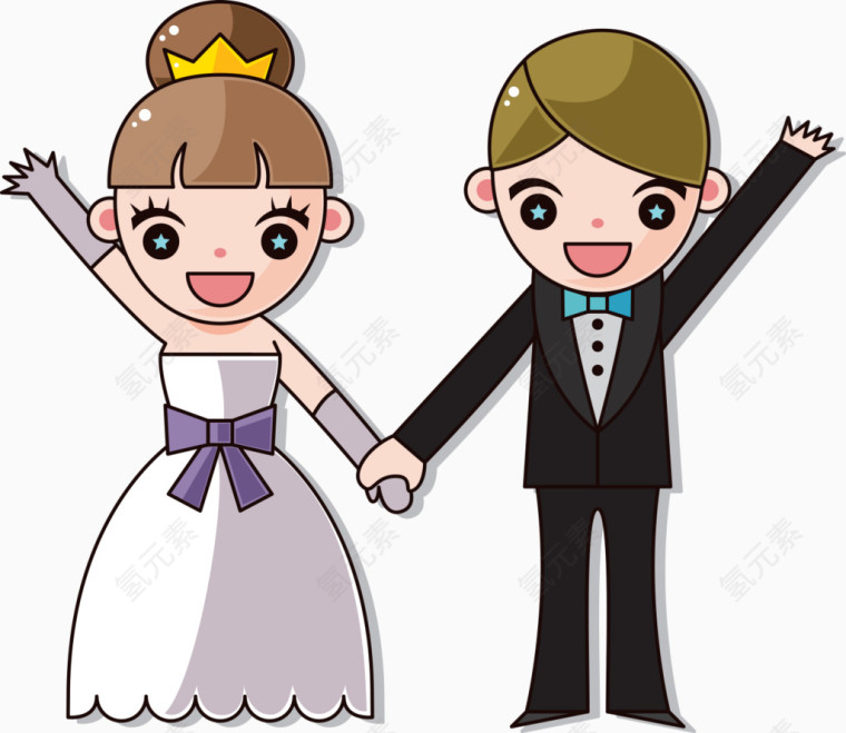 婚礼卡通人物卡通手绘装饰元素