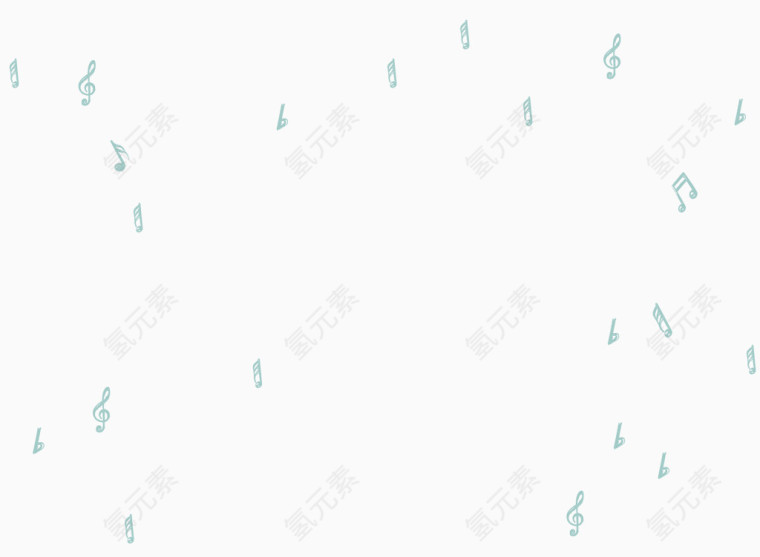 蓝色水彩音符漂浮素材