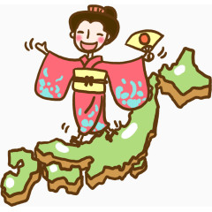 和服卡通人物卡通手绘装饰元素