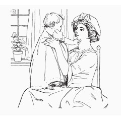 母亲人物插画素描