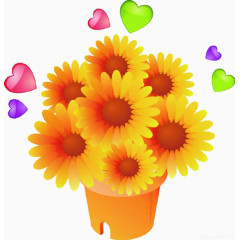 彩色卡通鲜花花朵爱心