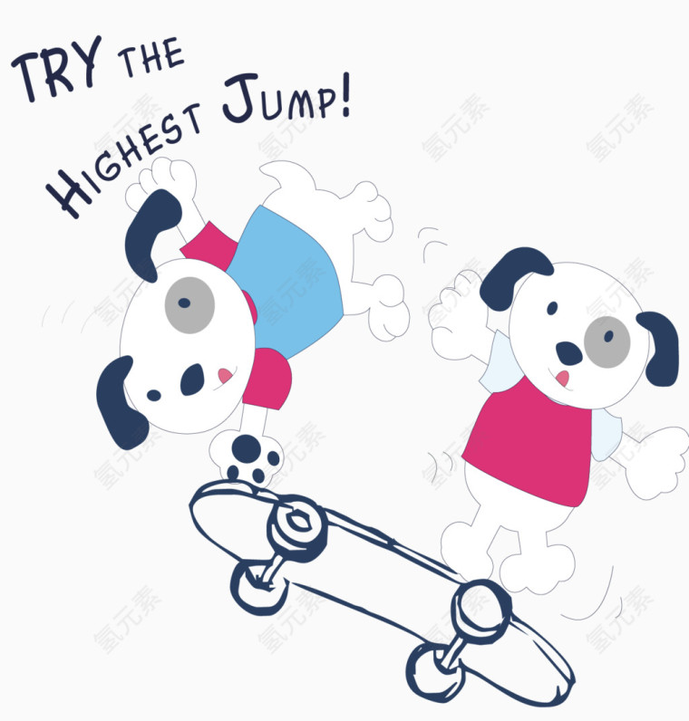 玩滑板的小狗