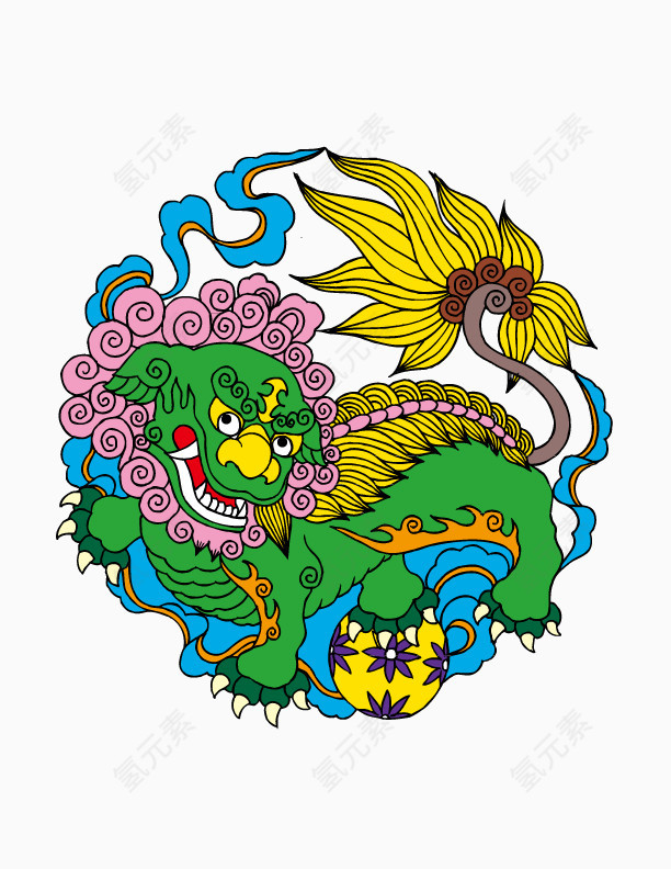 卡通中国吉祥刺青刺绣图案元素