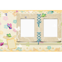 卡通蝴蝶花朵图案装饰相框