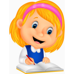 认真写字的小女孩