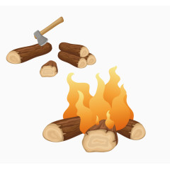 火堆和斧头矢量素材