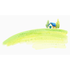 水彩清新绿色风景插画