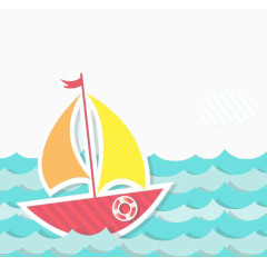 卡通帆船乘风破浪素材背景