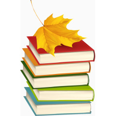 枫叶和书本卡通手绘