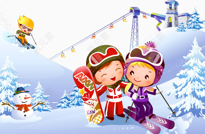 滑雪的小孩