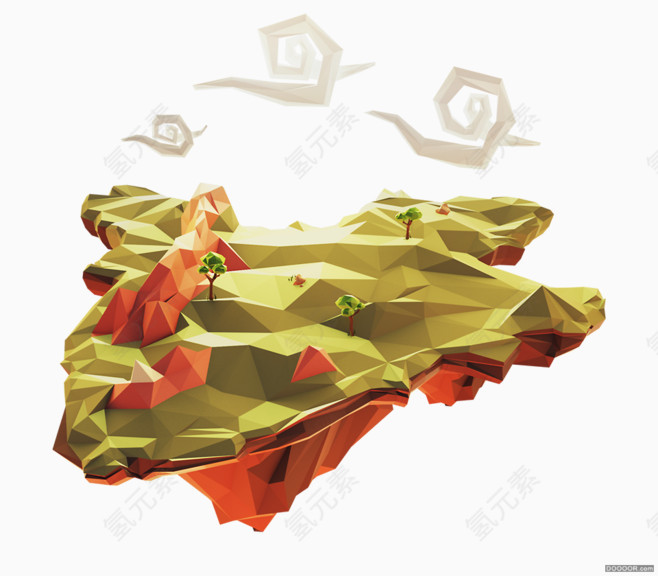 咖啡三角面地形插画