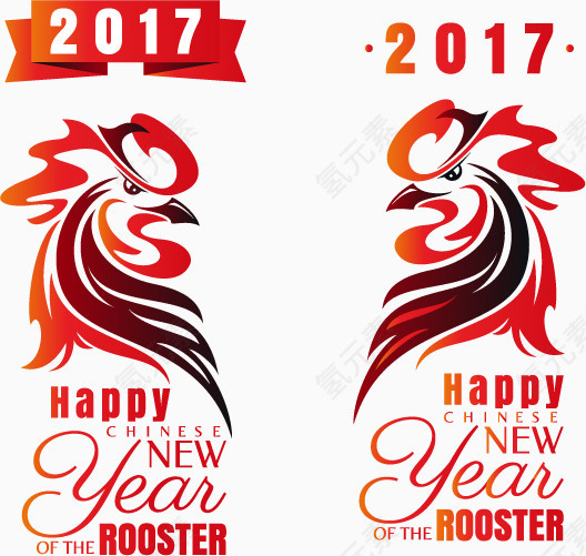 矢量新年竖版贴画