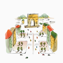 手绘城市建筑 插画 手绘 街道