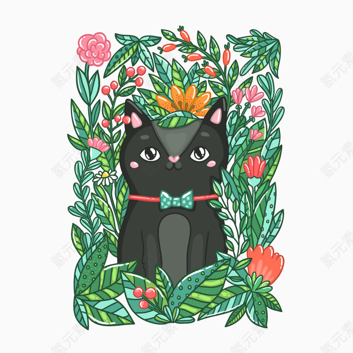 矢量黑色猫咪