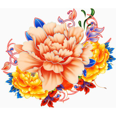 精美手绘牡丹花