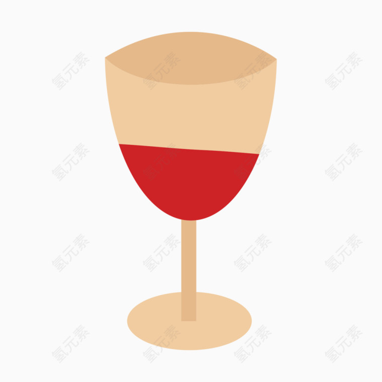 卡通手绘的红酒杯