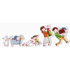 手绘搬家场景卡通人物