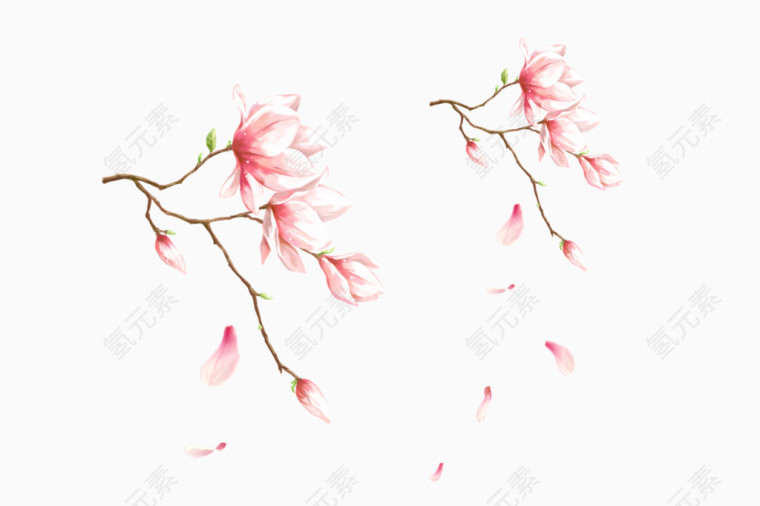 手绘桃花桃枝