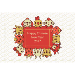 可爱十二生肖新年卡