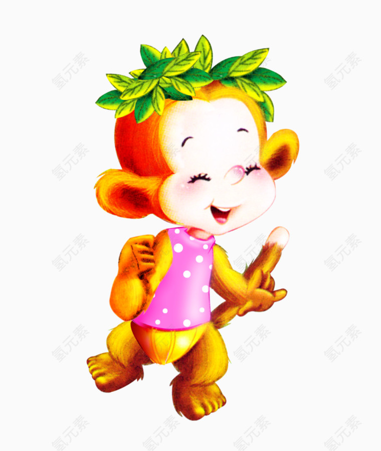 卡通手绘开心的小猴子
