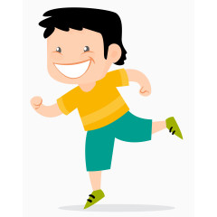 卡通手绘跑步的男孩