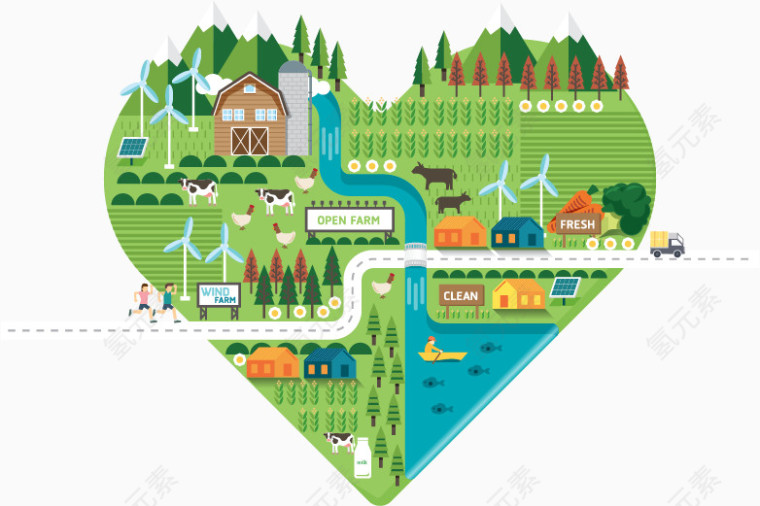 绿色环保扁平素材